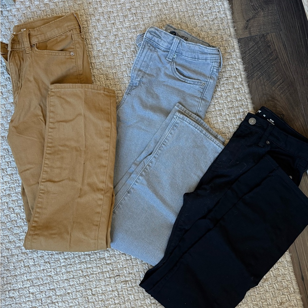 3 pairs of Old Navy boys Jeans - Tan, Jean, Black size 14